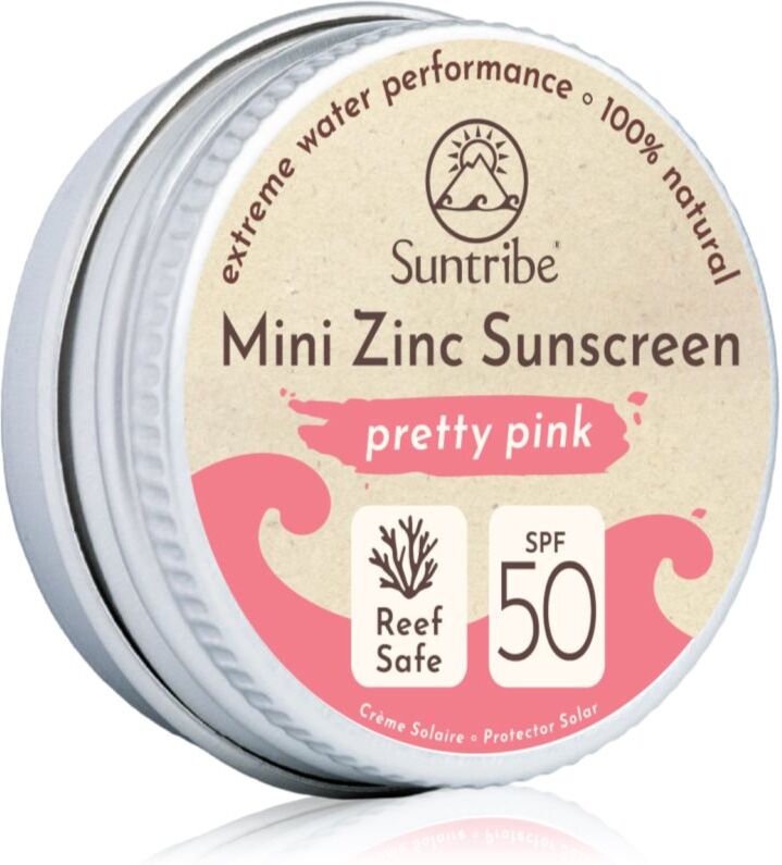 Suntribe Mini Zinc Sunscreen crème protectrice minérale visage et corps SPF 50 Pretty Pink 15 g