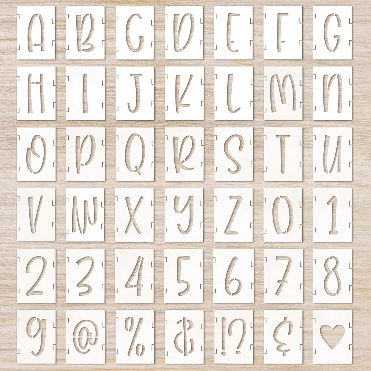 Letter Sjabloon Set met 42 Wit Cijfer Tekens voor Decoratieve Teksten