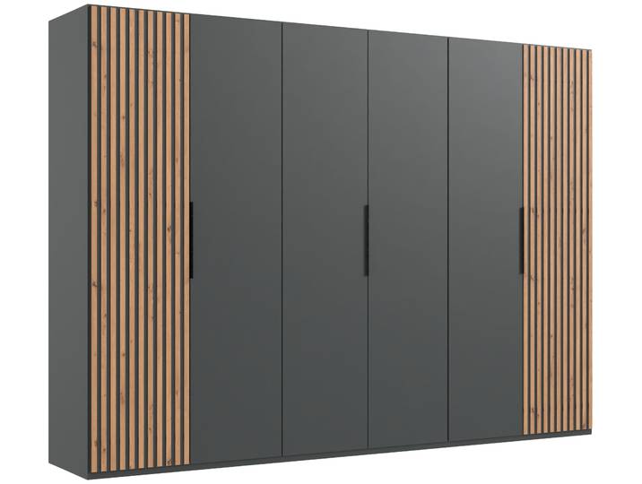 Drehtürenschrank WIMEX Andorra by fresh to go , schwarz (graphit, akustikpaneel optik artisan eiche nachbildung), B:300cm H:216cm T:58cm, Holzwerkstoff, Schränke, Drehtürenschrank, Mit 3D-Leisten für Akustikpaneel-Optik