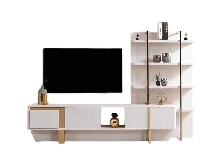 JVmoebel Wohnwand Wohnwand Moderner Stil Beige Farbe Geräumige Wohnwand Elegantes Design, Made in Europa