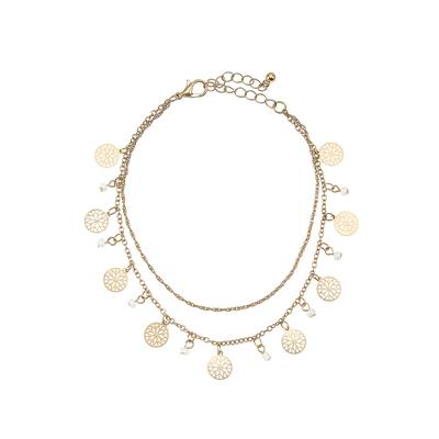 Fußkette mit Anhänger LASCANA, Damen, Gr. Glas Metall, gold (goldfarben), Glas, Metall, glänzend, Basic, Fußketten, Fußkettchen-Armband, Fußkettchen mit Anhänger, Fußschmuck