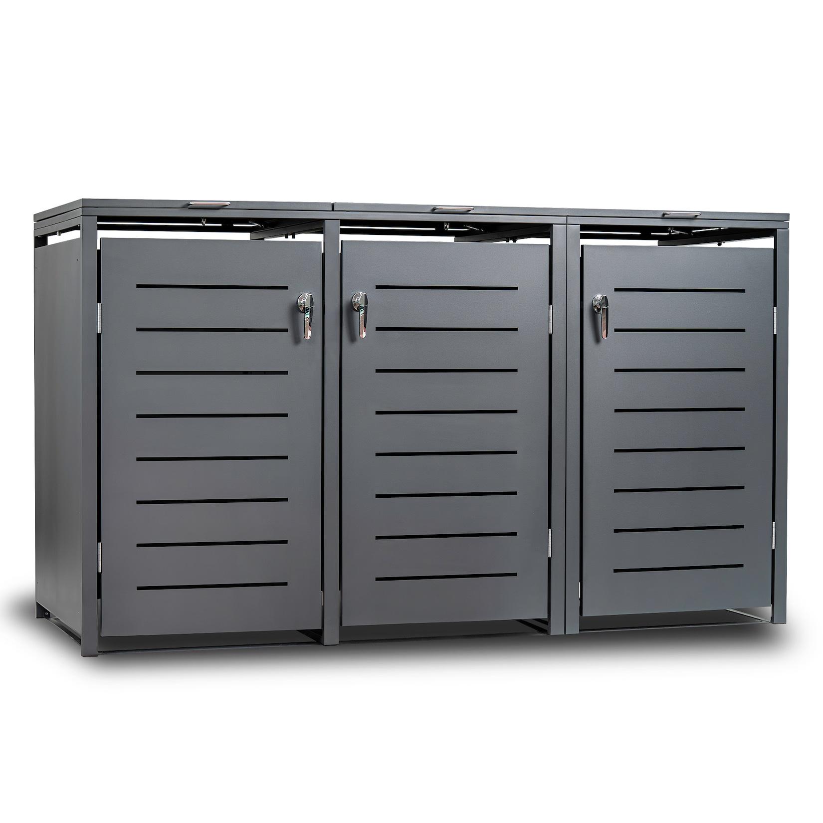 Mülltonnenbox KÖLN 175x62x102cm für 3x Tonnen 120 Liter, Stahl anthrazit