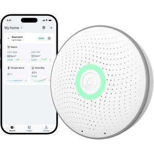 Airthings Radon-Messgerät 291, Wave Radon, Thermo-Hygrometer, App-fähig
