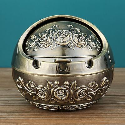 Aschenbecher Winddicht Vintage Deckel Ornament, Retro Zigarette Metall Dekorativ, Gadgets Zigaretten Tisch Outdoor Zigarre Indoor Aschenbecher