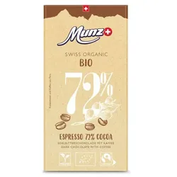 Munz Dunkle Schokolade Espresso 72% Kakao bio
