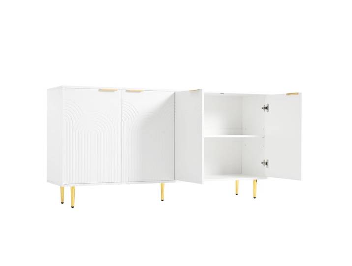 Buffet en bois d'ingénierie avec 4 portes blanc 160x40x80 cm