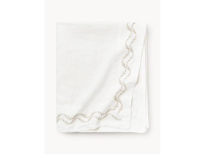 Nappe en lin délavé avec broderie faite main Ivy