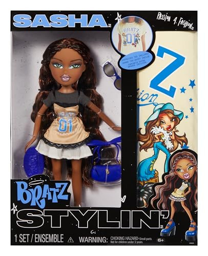 Bratz Stylin' Sasha Modepop met Aanpasbaar T-shirt en Accessoires