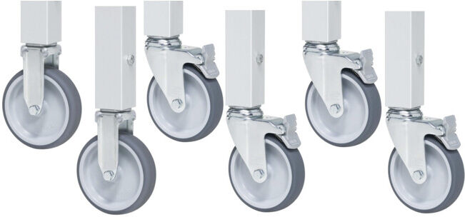 Rau Ensemble de roulettes avec expanseur, 2 roulettes fixes et 4 roulettes pivotantes avec frein (09-RS125EP-4LF-2B)