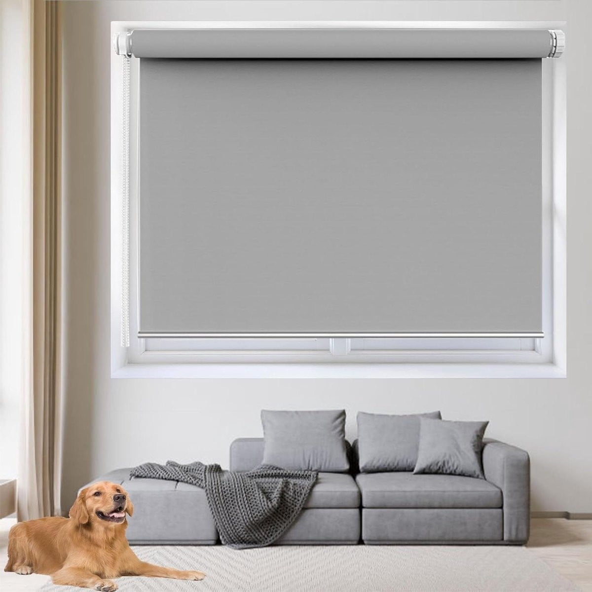Grijs Verduisterend Rolgordijn van Textiel - 35 x 130 cm