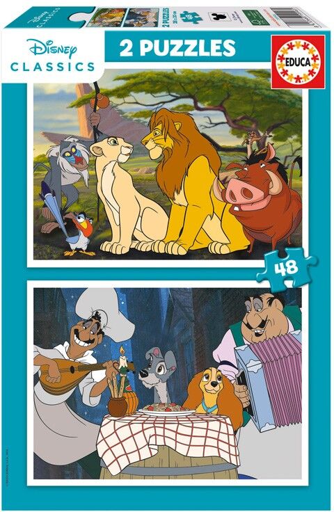 Puzzles 2x48 pcs Disney : Le Roi Lion + La Belle et le Clochard - Educa