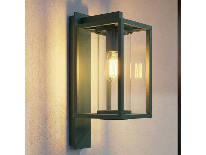 Ferda Außenwandleuchte, Fassung unten, grün, IP44 - Lucande - Terrasse - Modern - Aluminium - Einflammig