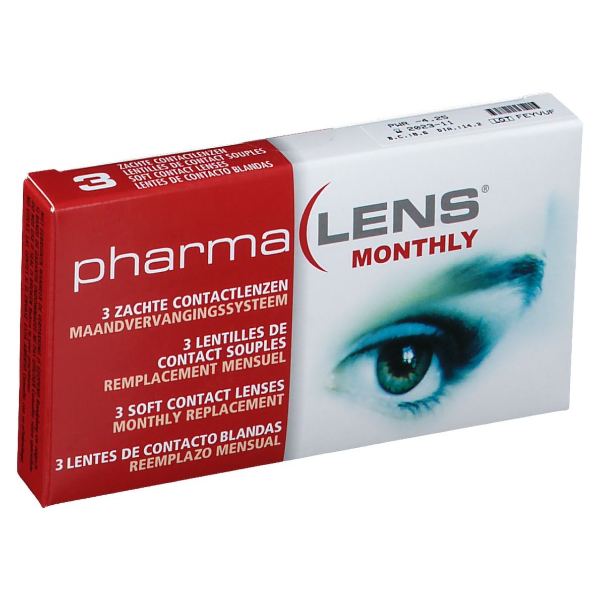 PharmaLens Maandlenzen (Dioptrie -4.25) 3 St Kontaktlinsen