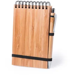 5x Notizblock Bambus und Stift