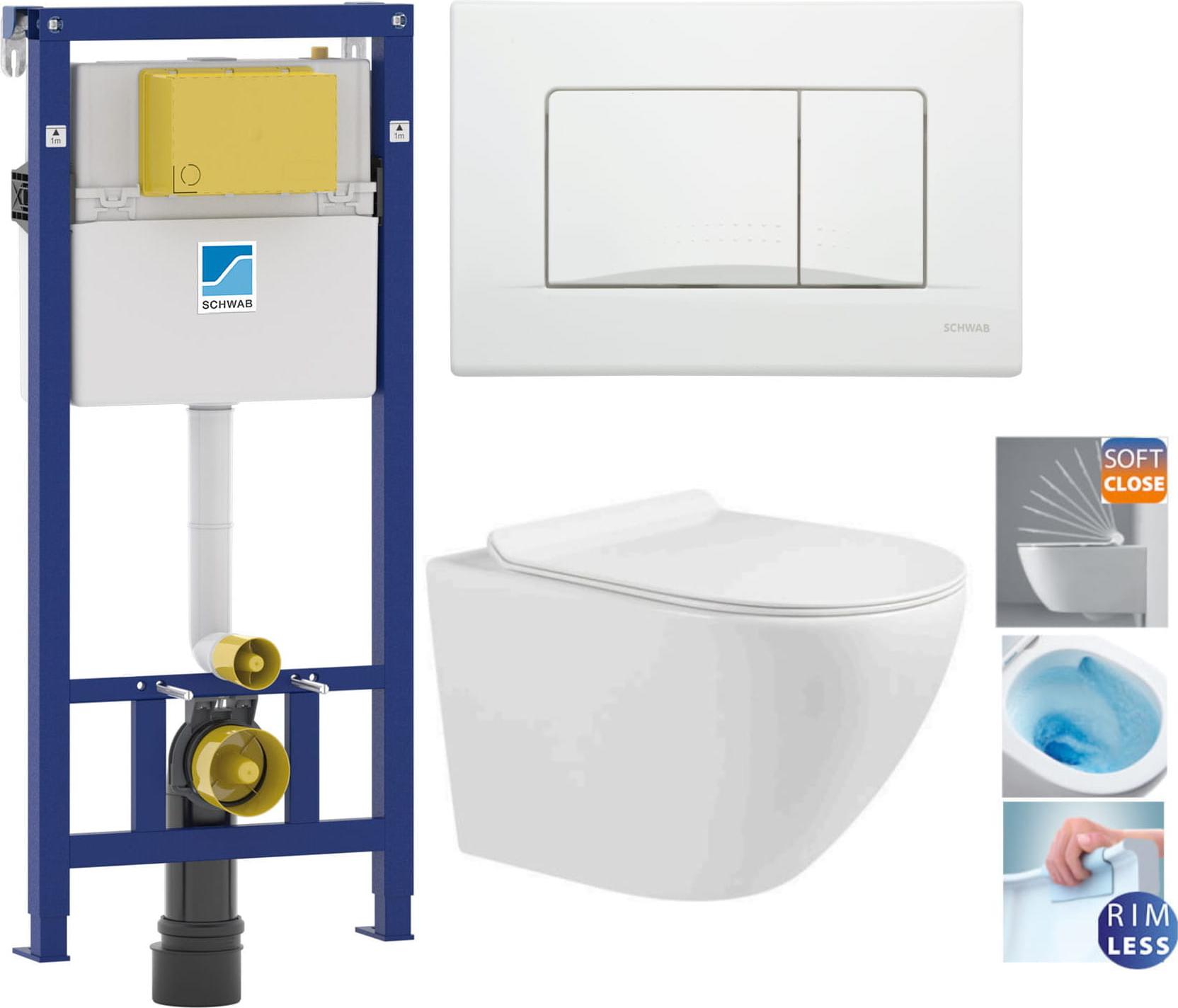 Domotechnika | Wc Set 4In1 - Premium 48X37X37 Cm - Weiß - Soft Close & Hygienisch Spülrandlos