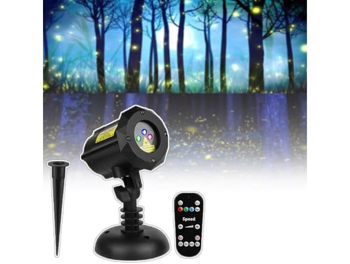 Laser-Sternprojektor für Garten & Outdoor, 3-Farben RGB mit Fernbedienung & Automatischer 360° Rotation, IP65 Wasserdicht für Weihnachts- & Festdekoration