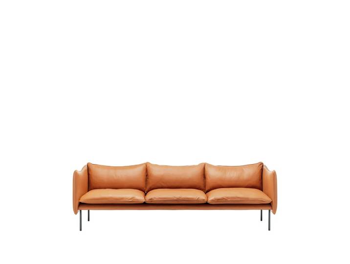 Fogia Tiki Sofa 3-Sitz Elmotique 43807 cognac-dunkelgrau Bein