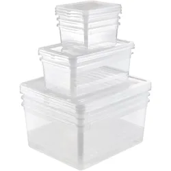 Keeeper - Set mit 8 Aufbewahrungsboxen (3x1,7/ 2x5,6/ 3x18L) Transparent, Kollektion Bea
