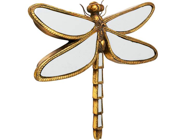 Wanddekoobjekt KARE DESIGN Wandschmuck Dragonfly Mirror 36x46cm , gold (goldfarben), B:45,5cm H:35,5cm T:4cm, Polyresin, Wanddekoobjekte, Wanddekoobjekt