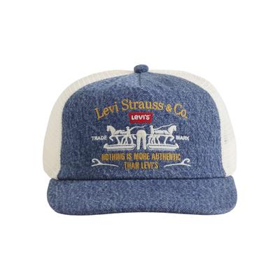 Trucker Cap LEVI'S "SADDLEMAN TRUCKER", Herren, ocean indigo wash 5 op 2, Denim/Jeans;Netz, Baumwolle, Caps, mit Netz und festem Schirm - verstellbar