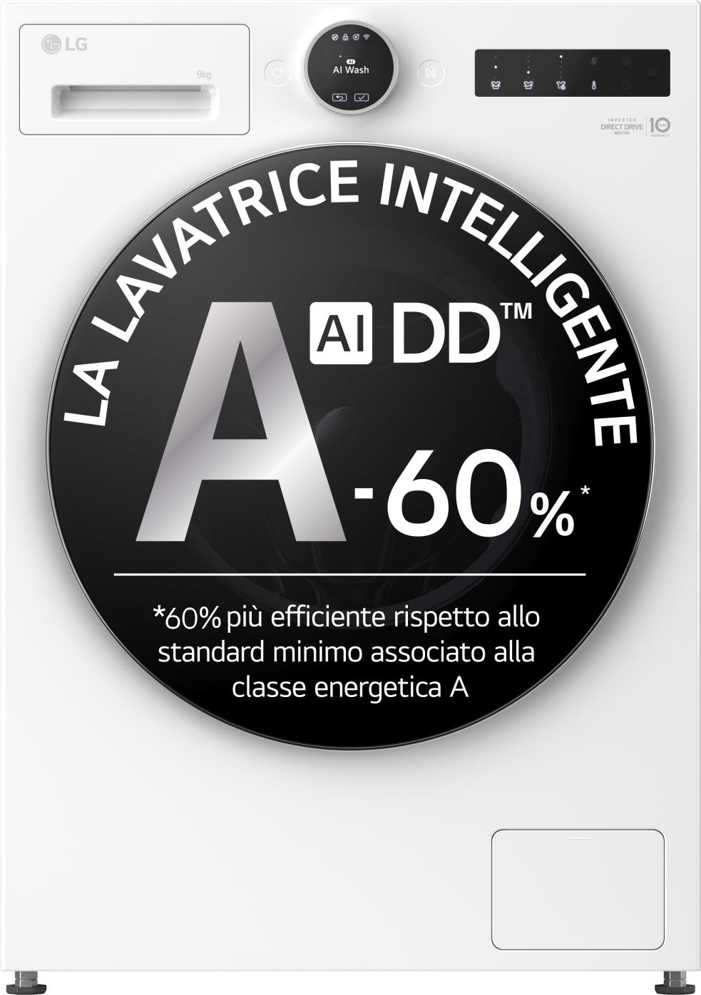 LG F4X9009TWCE, Frontlader, 9 kg, B, 72 dB, 1400 RPM, A