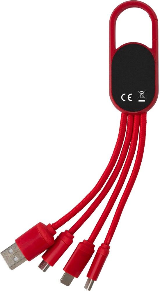 Câble de charge 4-en-1 personnalisé, avec boucle Idris rouge