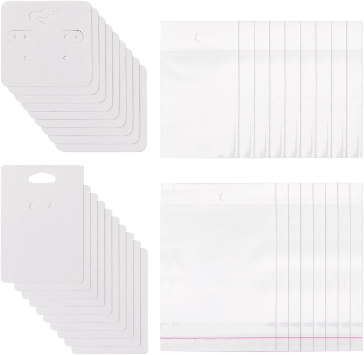 100 stuks Wit Sieraden Display Kaarten voor Oorbel en Ketting, DIY Sieraden Verpakking Kaarten