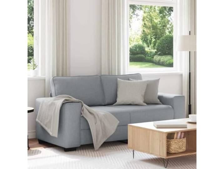 HEFZGDB 2-Sitzer-Sofa Hellgrau 140 cm Stoff, Weiches Polyestergewebe mit Robustem Holz- und Metallgestell für Stabilität, Breite Armlehnen und Dicke Polsterung für Entspannung,