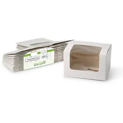 greenbox - Patisserie Boxen 13 x 11 x 8 cm, Zellulose-Fenster, weiß, 400 St.