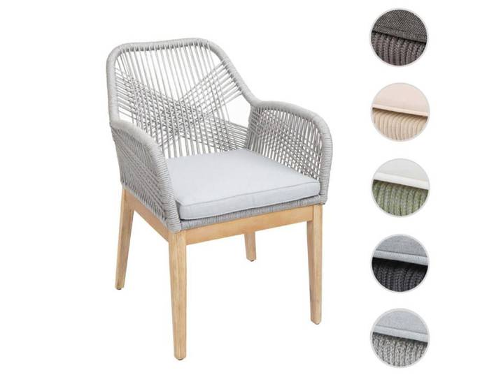 Chaise de jardin HWC-H56b gris clair Coussin gris clair