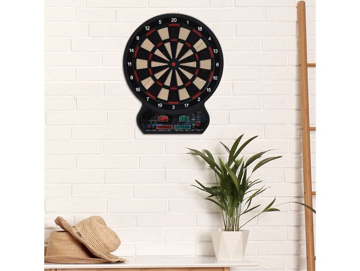 HOMCOM Cible Fléchettes Électronique LED 27 Jeux Noir