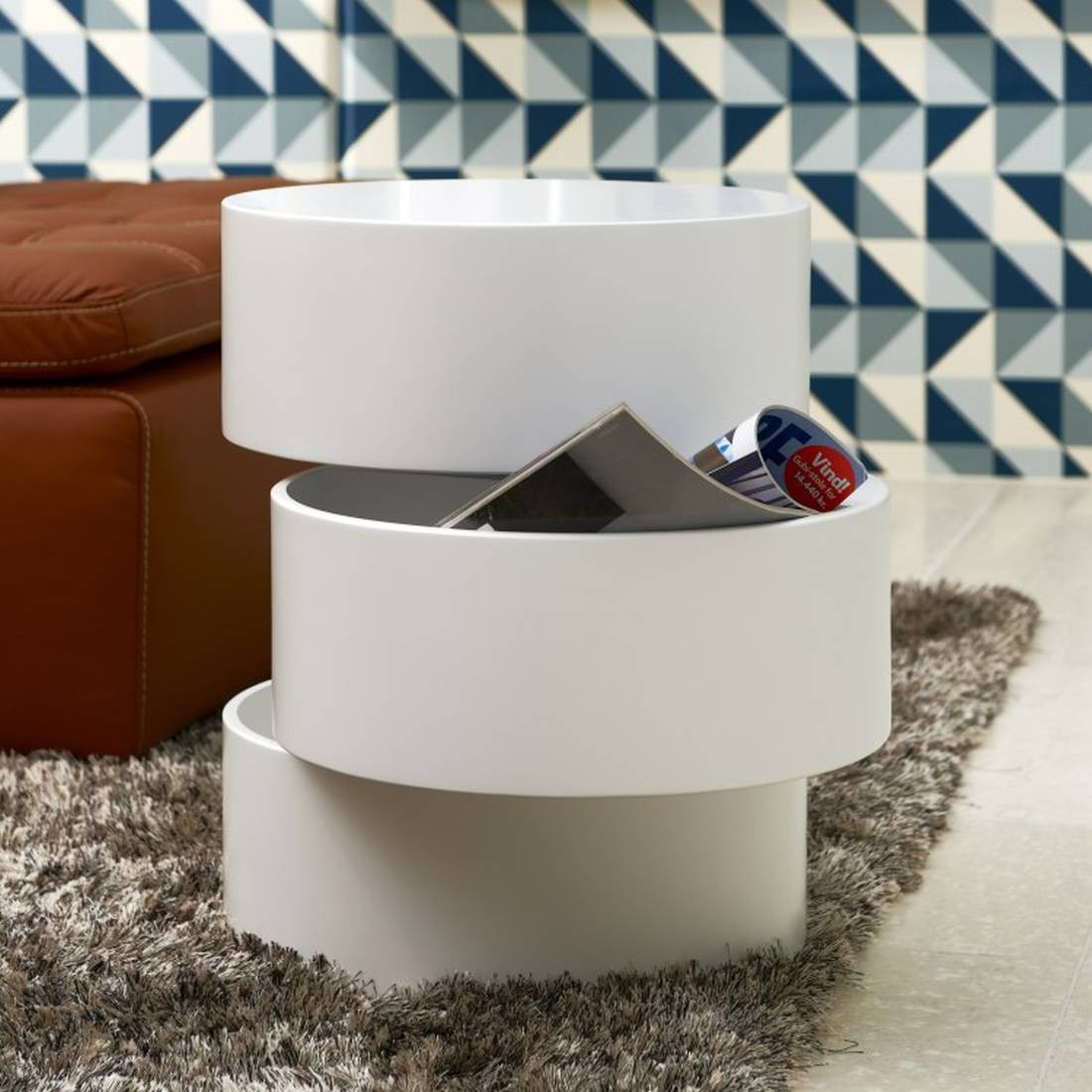 home24 Bijzettafel Crazy Rond Wit