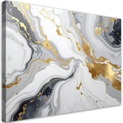 LEINWANDBILDER, Abstrakt Marmor Glamour grau gold