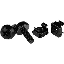 StarTech 100 PKG M6 SCREWS und CAGE NUT, Serverschrank Zubehör, Schwarz