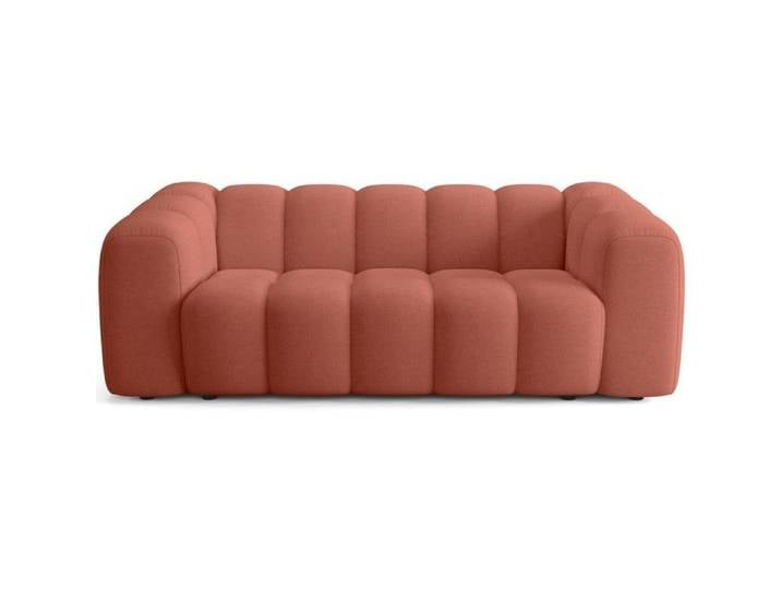 Canapé capitonné convertible 3 places en tissu chenille terracotta - ouverture express - Belleville
