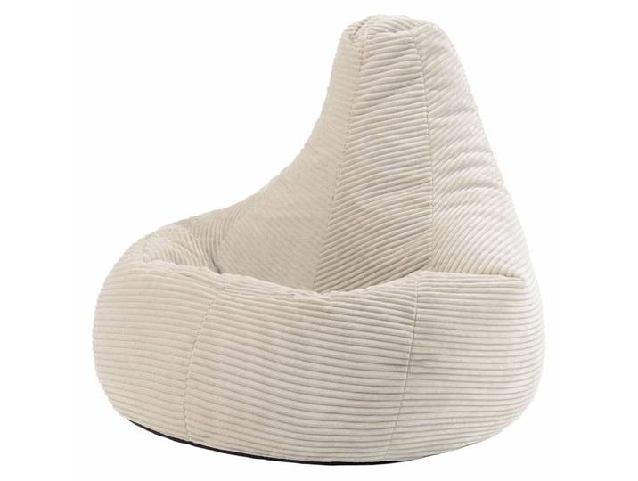 Pouf poire à dossier haut velours côtelé beige galet