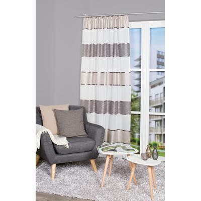 Vorhang HOME WOHNIDEEN "WALTER, 1 Stück, Kräuselband, blickdicht, Querstreifen" Gr. 2, grau (stein), B:140cm H:175cm, Polyester, Gardinen, Kräuselbandschal WALTER Querstreifen