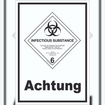 HB-Druck Aufkleber Ansteckungsgefahr Achtung Infectious Substance A8 (52x74mm)