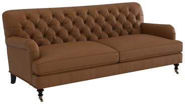 Maggie Leather Sofa - Saddle Leather, Saddle Fossil - Ballard Designs