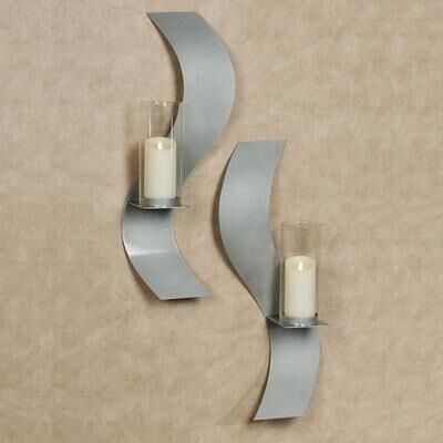 Touch Of Class Metal Rhythmic Wall Sconces Silver Set of Two, Set of Two, Silver