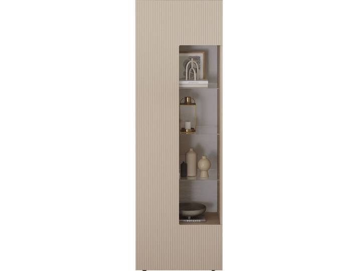 Vitrine HOME AFFAIRE RIO, Höhe 187 cm, Hochschrank mit 1 Tür, Anrichte, Standvitrine , beige (cashmere, front mit geriffelter struktur), B:60cm H:187cm T:42cm, FSC-zertifizierter Holzwerkstoff, Schränke, Vitrine, Vitrinenschrank, geriffelte MDF-Front, modern, elegant, geräumig