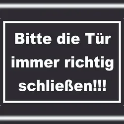 HB-Druck Aufkleber Bitte die Tür immer richtig weiss-schwarz A2 (420x594mm)