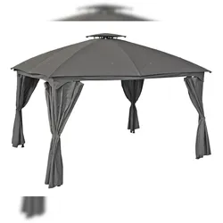 DELUKE Pavillon DUBLIN Schwarz Polyester Gartenpavillon Gartenlaube für Garten/Terrassen