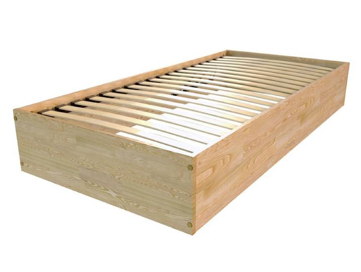 Lit coffre 90x200 - 1 place bois massif 90x200 Miel