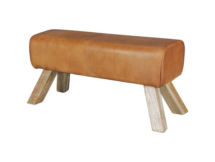 Banc en cuir véritable, marron