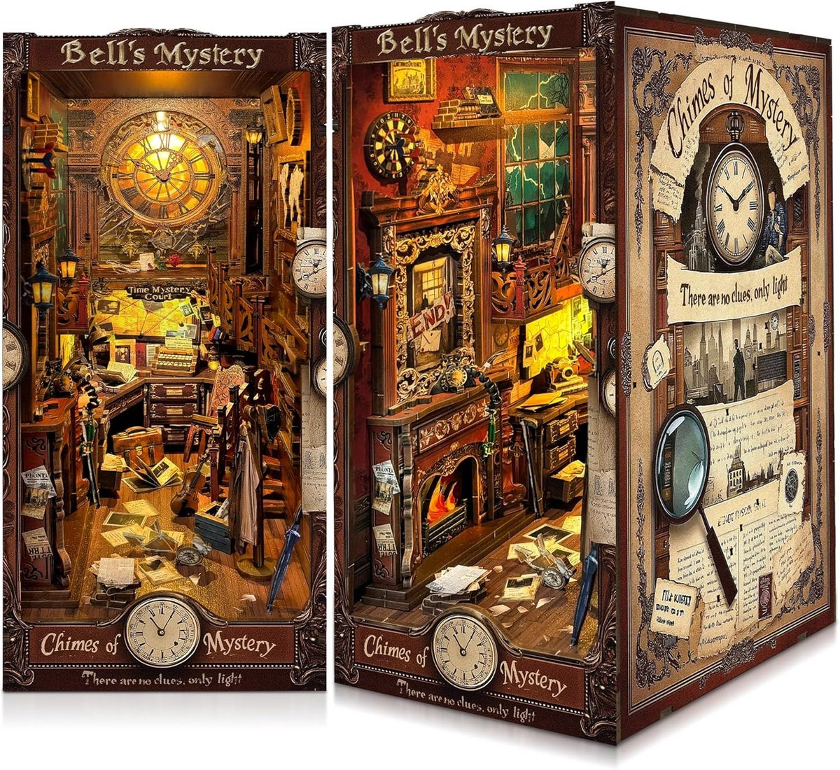Book Nook Kit Vintage Boekenwinkel Miniatuur Huis en Boekenplank - DIY 3D Houten Puzzel met LED Verlichting