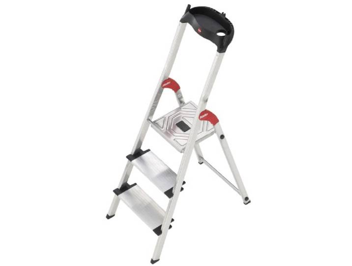Escabeau sécurisé Pliable en Aluminium 3 marches Extra Larges Hailo ProfiStep XXL
