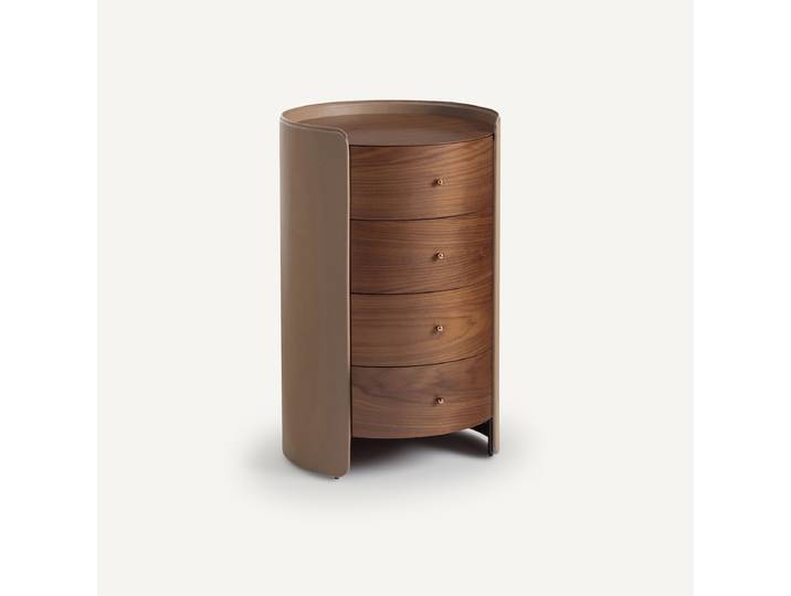 AM.PM Commode chevet plaqué noyer et cuir, FIRMO Marron Noyer