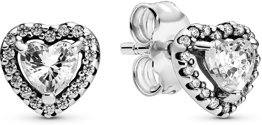 Clous D'Oreilles Pandora Coeurs Sureleves Argent Femme