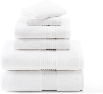 TOWN & COUNTRY EVERYDAY 6-Piece Assorted Solid Dobby Border Set, 2-Bath Towels, 2-Hand Towels, 2-Washcloths